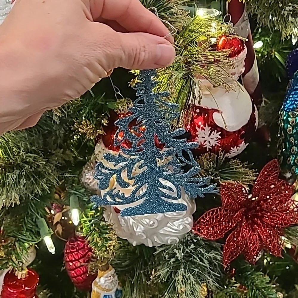 Pier 1 Imports Like New Turquoise Teal Glitter Trees